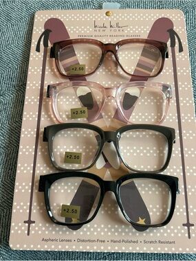 NICOLE MILLER 4-PACK PREMIUM READING GLASSES READERS, +2.50 NEW
